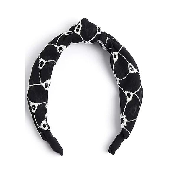 TORRID EMBROIDERED TOP KNOT HEADBAND - BLACK & WHITE - Picture 2 of 9